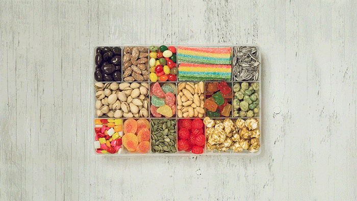 Sorting snacks in a compartment box